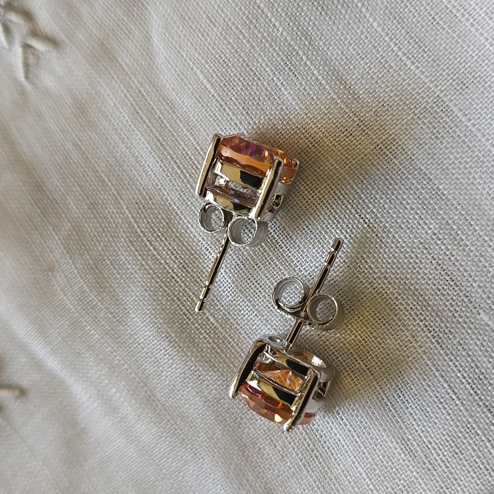 Rainbow Topaz Sterling Silver Studs - Picture 2 of 8